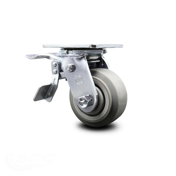 4 Inch Thermoplastic Rubber Caster with Roller Bearing and Total Lock Brake SCC